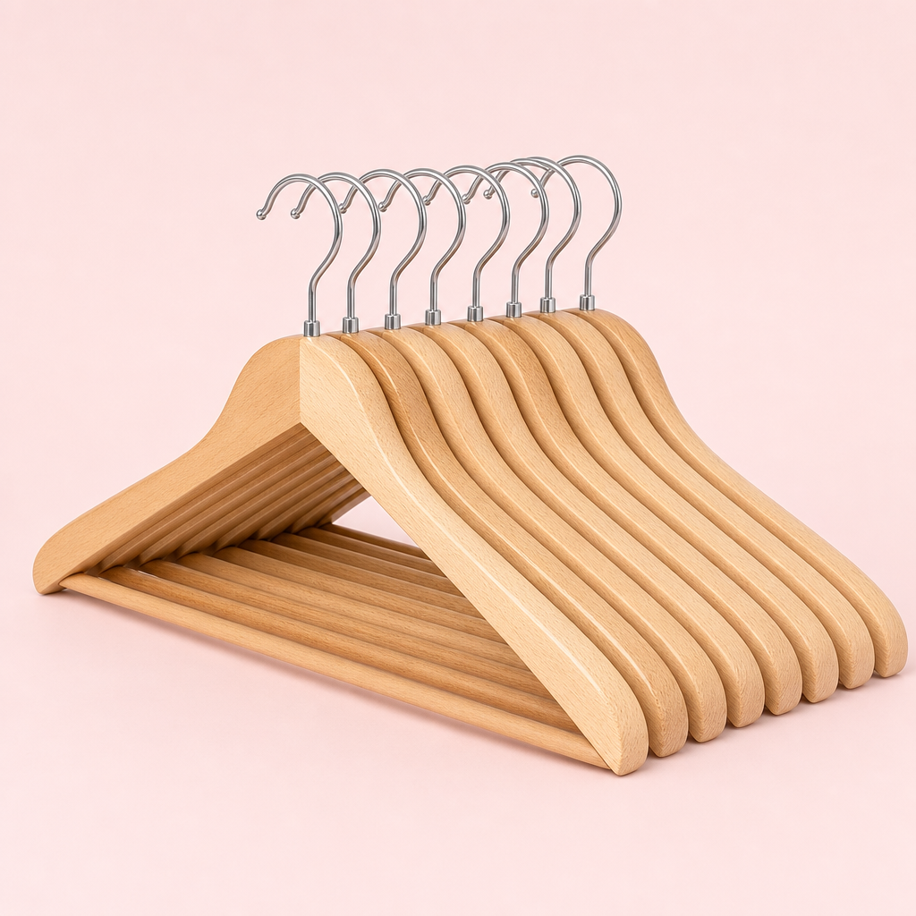 Solid Wood Hangers, Set of Ten
