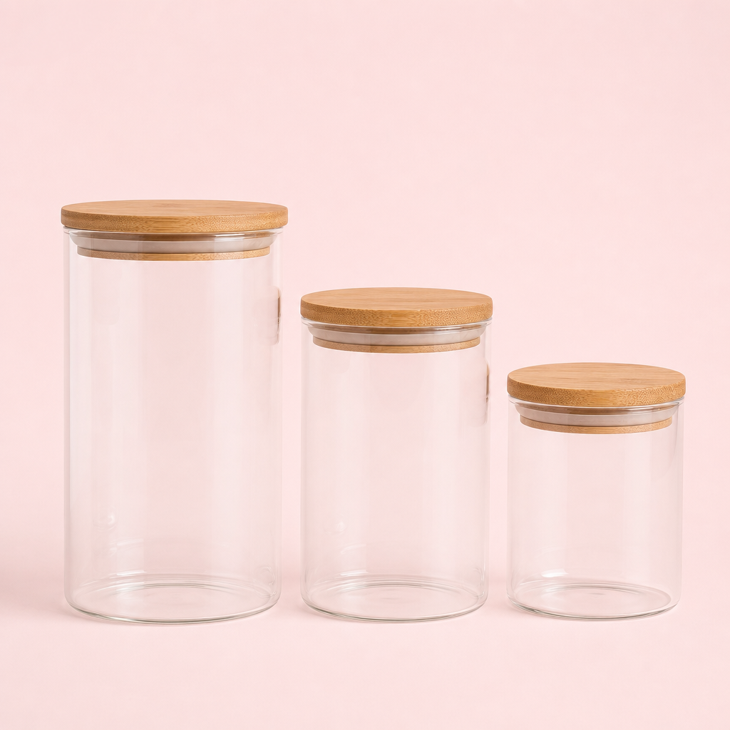 Glass Storage Jar Set with Bamboo Lids