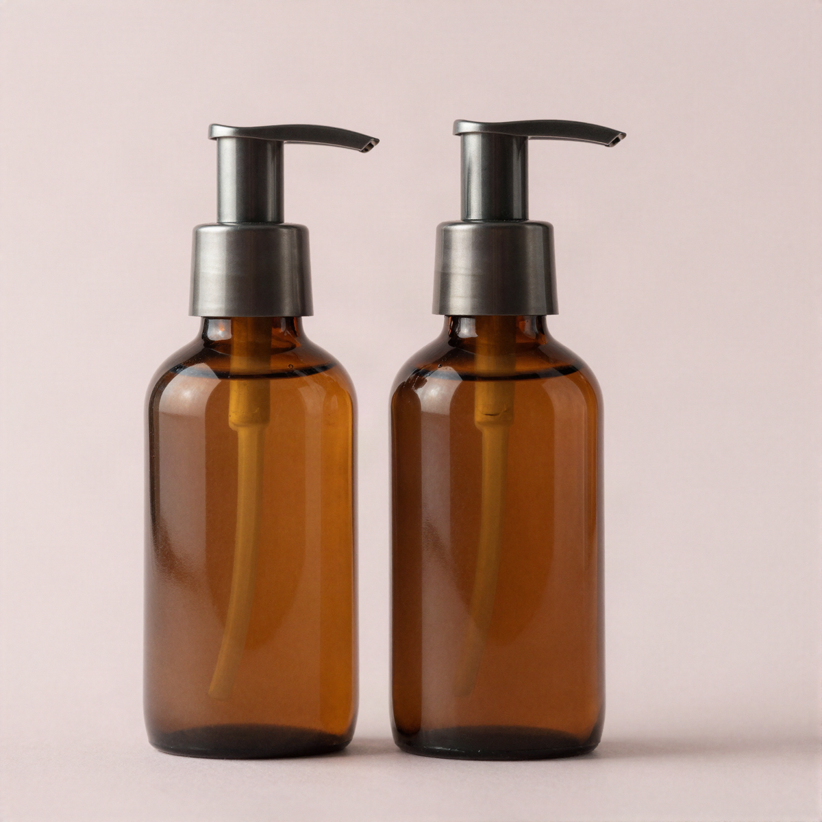 Amber Glass Pump Bottle Set